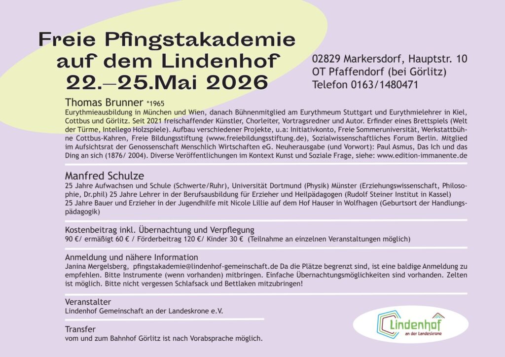 Allgemeine Info Pfingstakademie