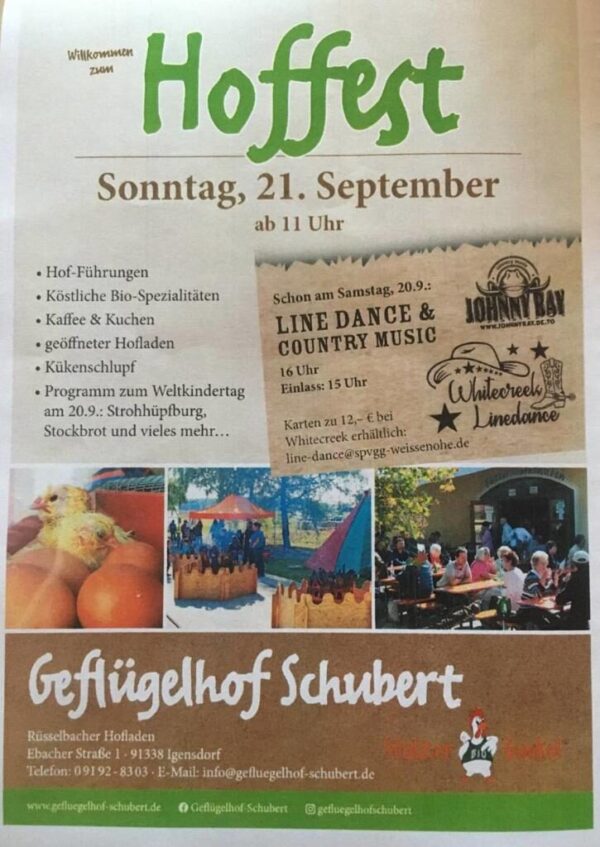 Plakat Hoffest Geflügelhof Schubert
