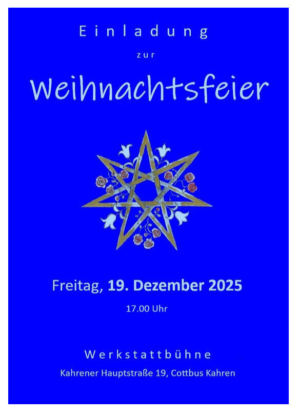 Plakat Weihnachtsfeier Werkstattbühne Cottbus