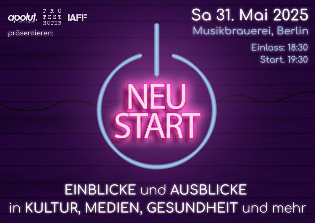 Plakat "Neustart - Einblicke und Ausblicke in Kultur, Medien und Gesundheit und mehr"