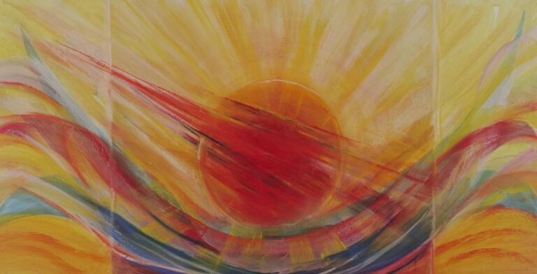 gemalte Sonne mit buntem Hintergrund - Sport of Hope