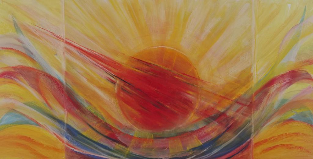 gemalte Sonne mit buntem Hintergrund - Sport of Hope